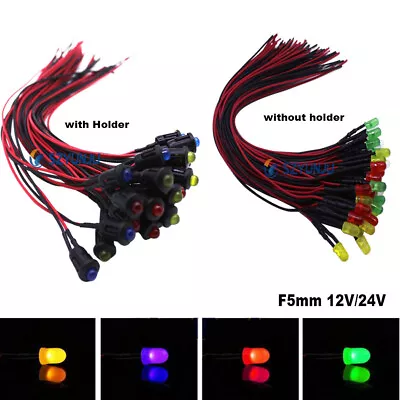 DC12V 24V 5mm Pre-wired Diffused LED Light Emitting Diodes Red Green Blue White • $7.88