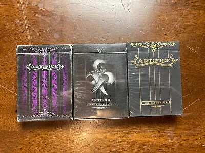 Lot Of 3 Artifice By Ellusionist Playing Cards - Purple Black & Gold • $54.99