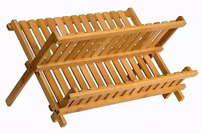 Wooden Dish Drying Rack Collapsible Compact Dish Rack Bamboo Dish Drainer • $22.99