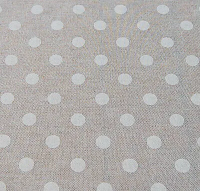 £8 • Buy French Linen Oilcloth Cream Polka Dot Machine Washable Wipe Clean Tablecloth 