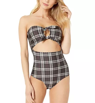 Volcom L4127 Dark Chocolate Plaid Attitude One-Piece Women's Swimsuit Size S • $109.85