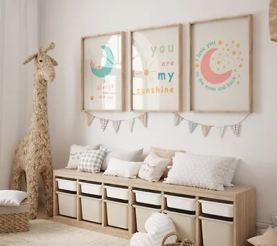 Set Of 3 Quote Prints Nursery Baby Wall Art Children Print Home Decor • £56.01