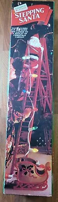 Vintage 1994 Mr Christmas Stepping Santa W/Ladder Lights Sleigh Tested Animated  • $40