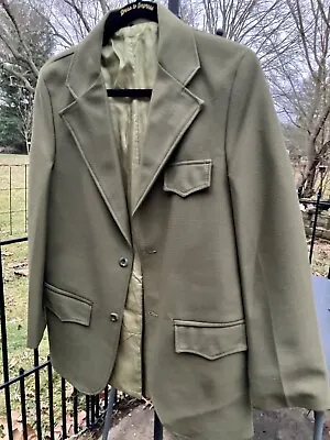 Vintage 60s 70s Sears Put On Shop Polyester Leisure Suit Olive Green Men’s S 38 • $35