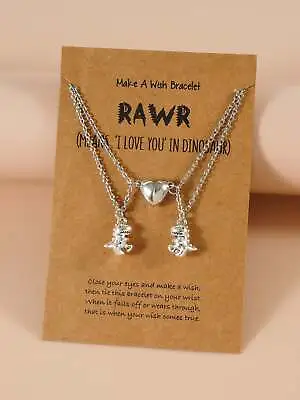 2pcs Couple Magnetic Heart Dinosaur Cartoon Pendant Necklace Jewelry For Women • $6.32