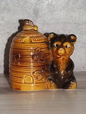 Vintage Armbee Honey Pot Bee Hive Jar & Bear With Lid • $11.99