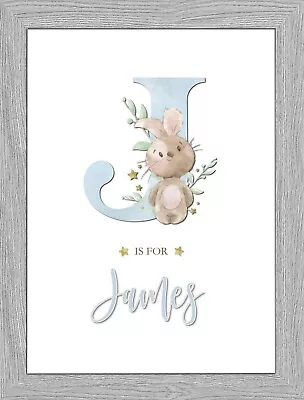 Personalised Woodland Theme Baby Boy Christening / Newborn Baby Gift A4 Unframed • £6.50