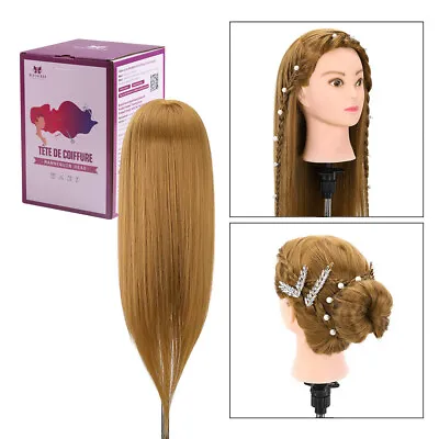 24'' Real Hair Mannequin Head Styling Hairdressing Practice Training Doll+Clamp • £20.99