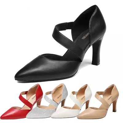 Women D'Orsay Pumps High Heel Stilettos Close Pointed Toe Slip On Pump Shoes • $25.99