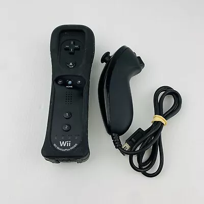 Nintendo Wii Motion Plus Controller With Nunchuck - Black Tested & Working • $39.95