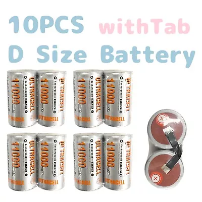 10pcs Size D Batteries Tab NiMH High Capacity Rechargeable Ultracell Free Ship • $19.99