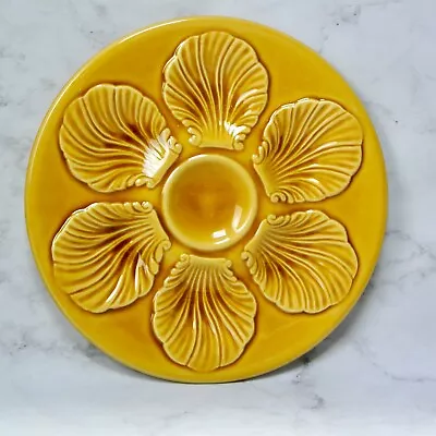 OYSTER SERVING PLATE French Proceram Majolica Yellow Gold Vintage Plate • $39.99