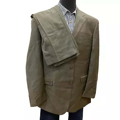 Irvine Park 46XL 2 Piece Suit Mens Green Brown Herringbone Pants 40x30/31 • $44.65