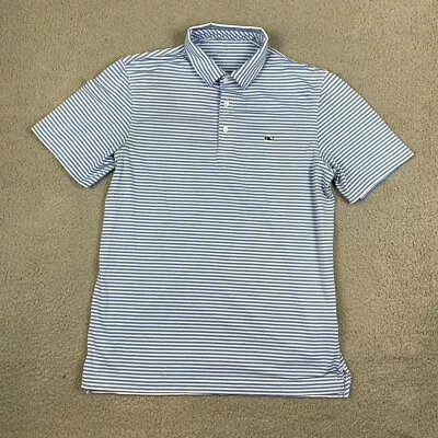 Vineyard Vines Performance Short Sleeve Polo Shirt Men's Small White Blue • $16.88