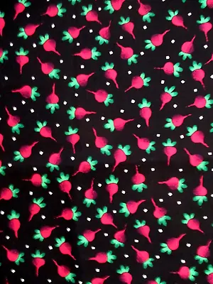 1 Yd Colorful Radishes On Black 100% Cotton Kari Pearson Kp Kids Oop 1996 • $6.25