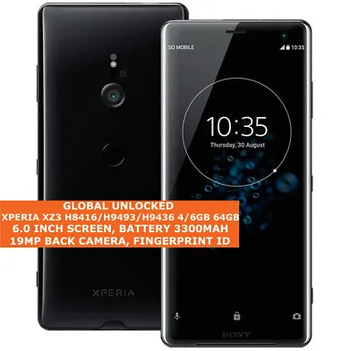 $659.13 • Buy SONY XPERIA XZ3 H8416/H9493/H9436 4/6gb 64gb Single/Dual Sim 19MP 4G Smartphone
