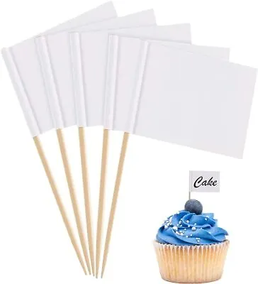 50/100PCS Blank Toothpick Flags Food Labels -Cocktail Sticks For Food Cake • £4.99