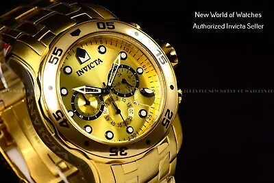 Invicta Men Pro Diver Scuba Chronograph Champagne Dial 18K Gold Plated Watch • $84.50