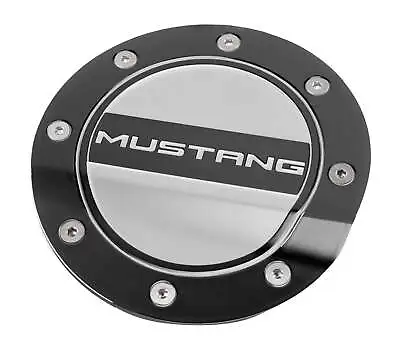 2015-2023 Ford Mustang Black W/ Silver Fill Embossed Gas Fuel Door Comp Series • $68.26