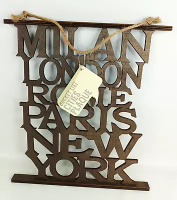 21 X Wooden Plaques London Paris New York Milan Rome Wall Hanger Job Lot Resale • £25