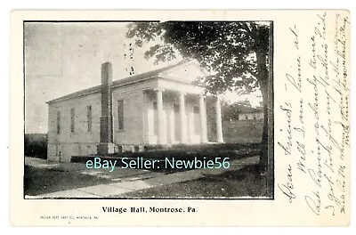 Montrose PA - VILLAGE HALL BUILDING - Postcard Susquehanna County • $10