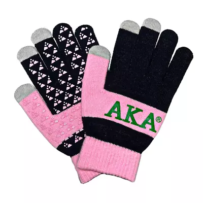 Alpha Kappa Alpha Knit Texting Gloves Black • $18.73