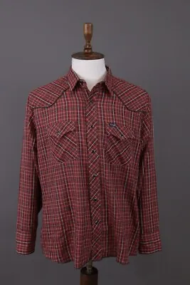 Vintage Wrangler Multi Check Lonng Sleeve Pockets Snap Overshirt Shirt Size XL • $49.99