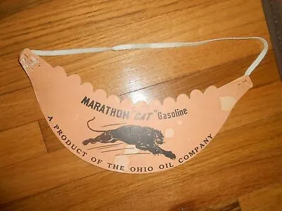 Vintage Marathon Cat Gasoline OHIO Oil Co Dealer VISOR Sign Panther • $24.95