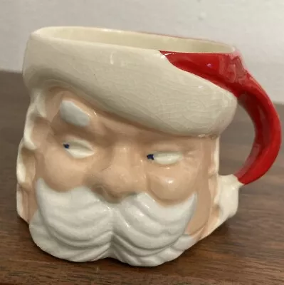 Vintage Christmas Santa Mug Winking Hand Painted 3”x4” Crazing Red & White • $32