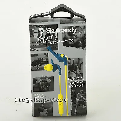 Skullcandy XTplyo Sport In-Ear Buds Earphones Headphones W/Mic Navy Blue Yellow • $13.99