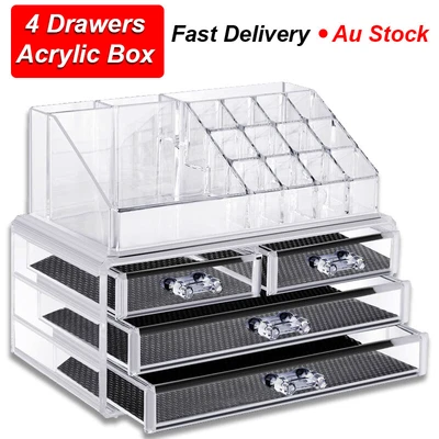 $18.85 • Buy Cosmetic 4 Clear Drawer Acrylic Box Organizer Storage Jewellery Makeup Holder