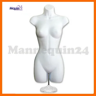 Female Torso Mannequin Dress Body Form White Table Top Stand Hanger • $56.43