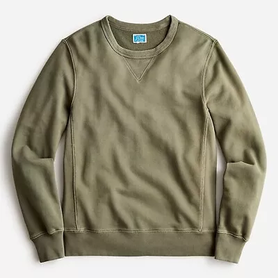 J Crew Mens French Terry Crewneck Sweatshirt Garment Dyed Cypress Green XL - NWT • $44.99