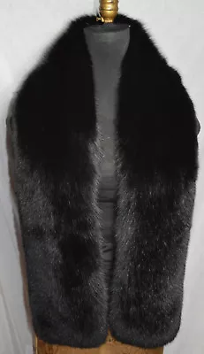  Real Black Fox Fur Scarf Boa Collar Wrap Stole Fling New Made In The USA • $339