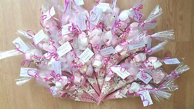 £1.30 • Buy Pink  Pre-filled Sweet Cones Party Bags Favours Personalised Christening Wedding