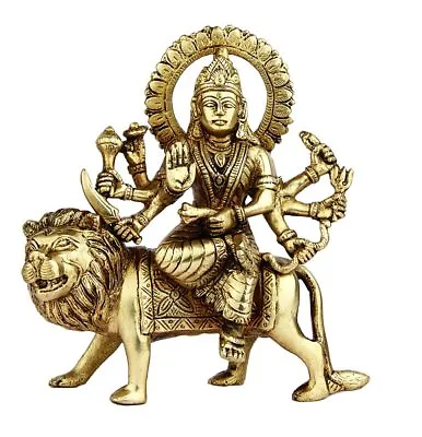 $63 • Buy Antique Brass Hand Made Hindu Goddess Religious Durga Statue Idol Figure 6 