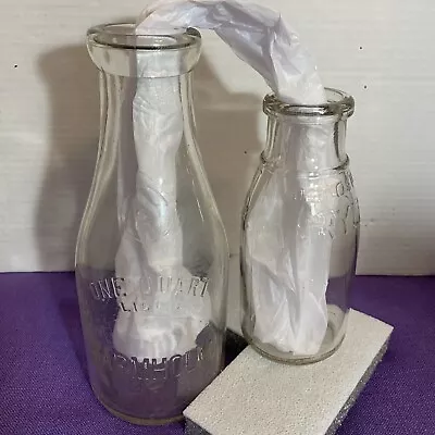 Lot Of 2 Milk Bottles With Embossed Lettering • $10