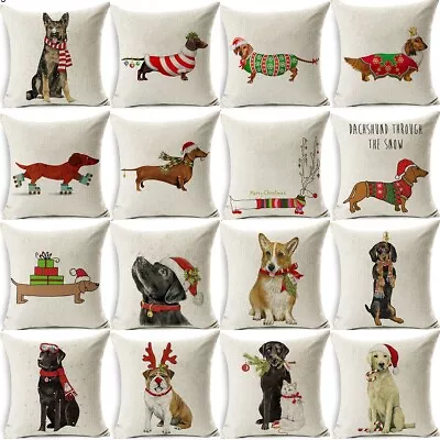 Pillow Covers 18x18 Animal Christmas Dachshund Throw Pillow Case Cushion Cover • $3.99