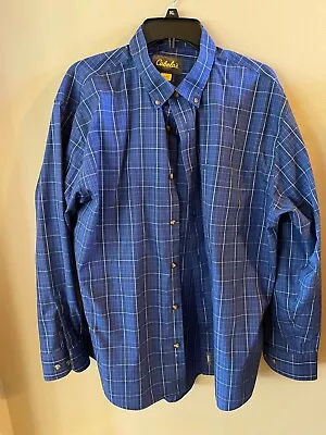 Cabellas Mens XL Shirt Plaid Long Sleeve Thick Cotton Button Front Great Value • $15