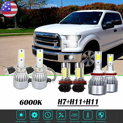 For Ford Fusion 2006-16 6000K LED Headlights Hi-Lo Beam Fog Light Bulbs Kit 6X • $25.29