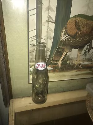 Old Vintage Pepsi Cola Swirl Glass Beverage Soda Pop Bottle 10 Fl. Oz. - 1970s • $10