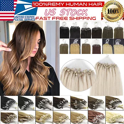 Micro Ring Beads Link Micro Loop Hair Extensions Real Brazilian Remy Human Hair • $40