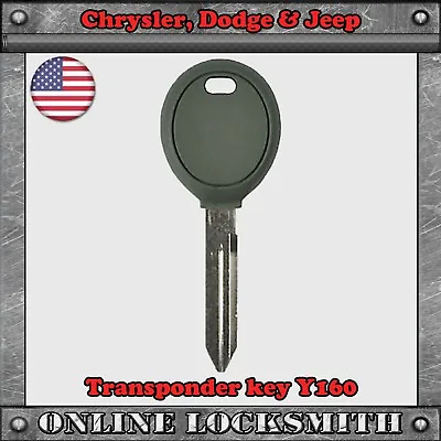 New Uncut Transponder Key For Chrysler Jeep & Dodge Y160 Stratec -Free Shipping! • $14.03