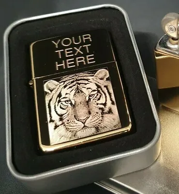 £4.49 • Buy ENGRAVED WITH YOUR PHOTO LOGO Gold Personalised Petrol Lighter Birthday Gift