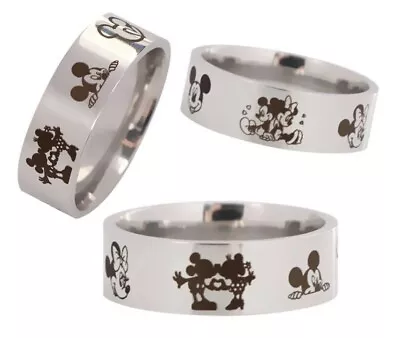 Mickey And Minnie Mouse Silvertone Band Ring • $7.99