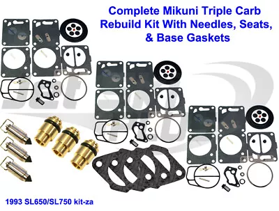 Polaris Mikuni Carburetor Rebuild Kit-Needle/Seat Carb Base Gasket SL 650 750 • $127.95