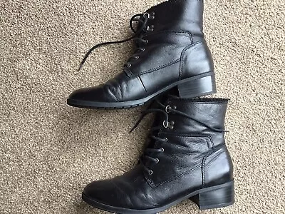 M&S Ladies “Footglove” Black Leather Ankle Boots Size 6 • £1.99