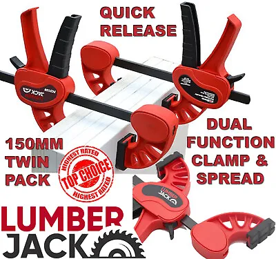 2 X 150mm Lumberjack Bar Clamps & Spreader Heavy Duty One Handed Quick Grip • £16.99