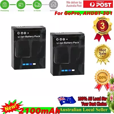 2x WSPICTURE Battery AHDBT-201 AHDBT-301 For GOPRO HERO 3 HERO3 Camera CHDHN-301 • $28.90