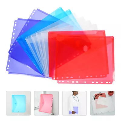  10 Pcs Document Folders With Snap Button File Plastic Office Supplies Holder • £13.69